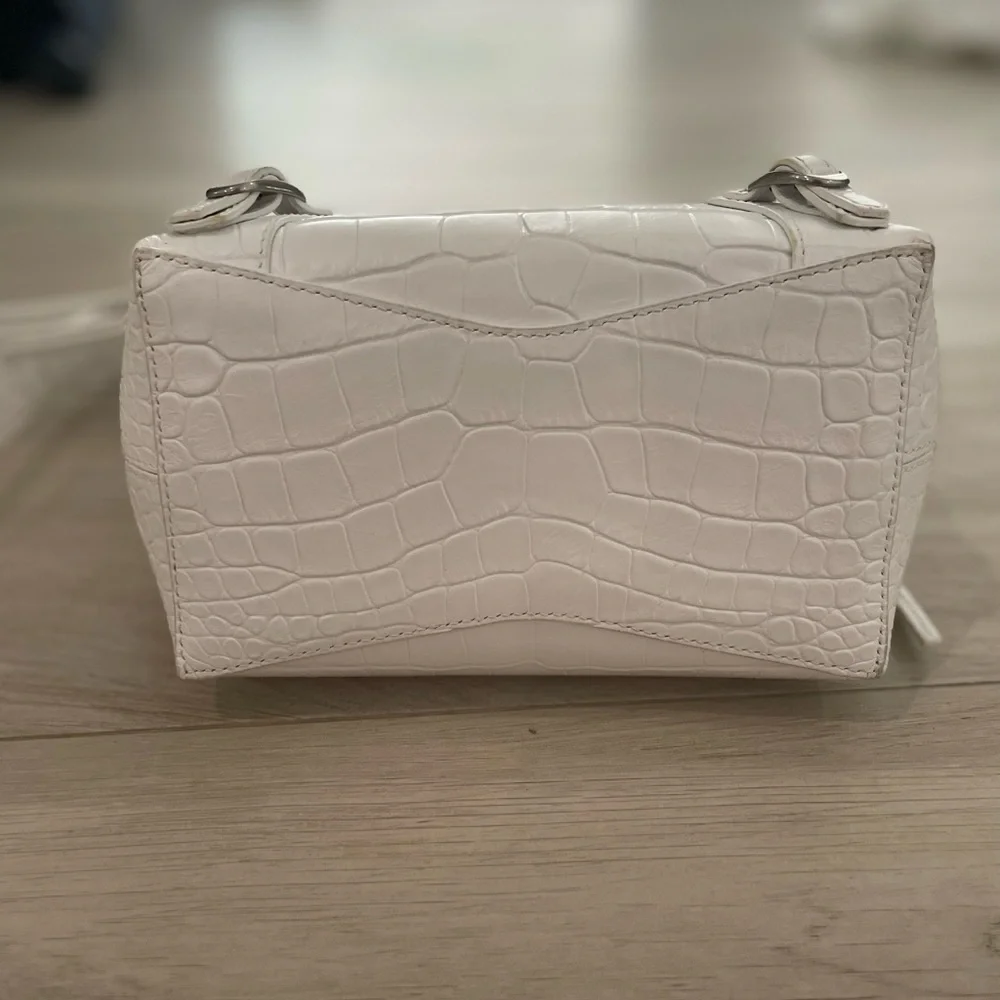 Balenciaga Neo Classic Hobo Crocodile Embossed Leather XS White - Picture 15 of 16